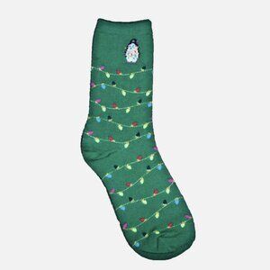 Talbots Christmas Penguin Crew Socks With Christmas Lights Design NWOT